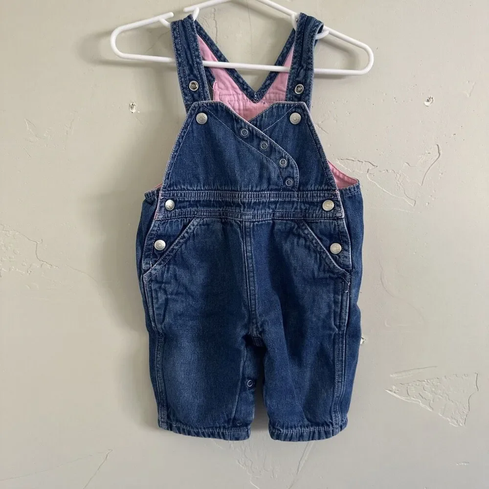 Gap Baby Vintage 3-6 Months Overalls 2007 Bubble Pink Girls Denim